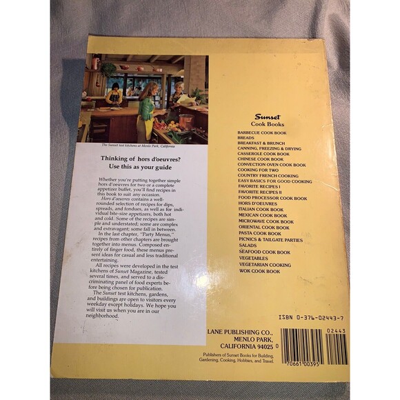 ‘82 SUNSET HORS D'OEUVRES Appetizers spreads & dips Softcover Cookbook 2nd Print - Picture 6 of 6